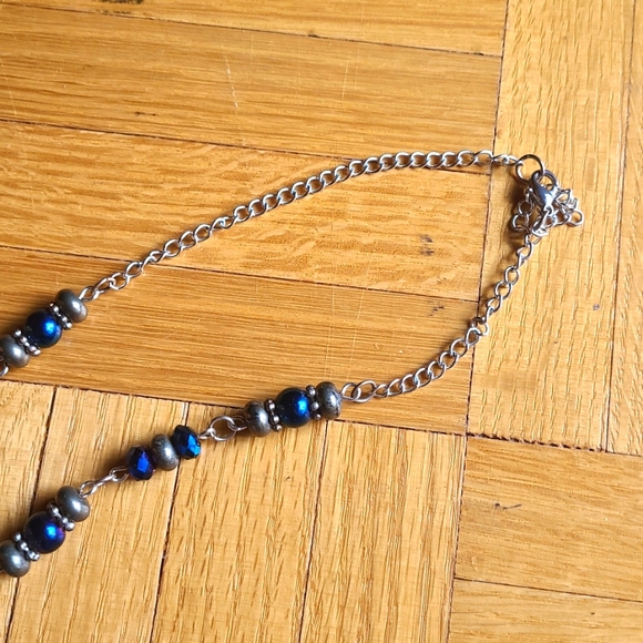 Handmade Steampunk Blue Imperial Jasper Teardrop Necklace and Earrings - Picture 7 of 12